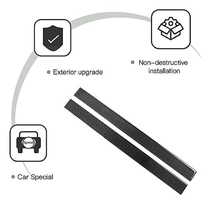 PIUGILH Interior Door Sill Scuff Plate Guards Compatible with Corvette C6 Z06 ZR1 2005-2013, Real Carbon Fiber Door Sill Protector Cover Inner Accessories, 2PCS (Black)