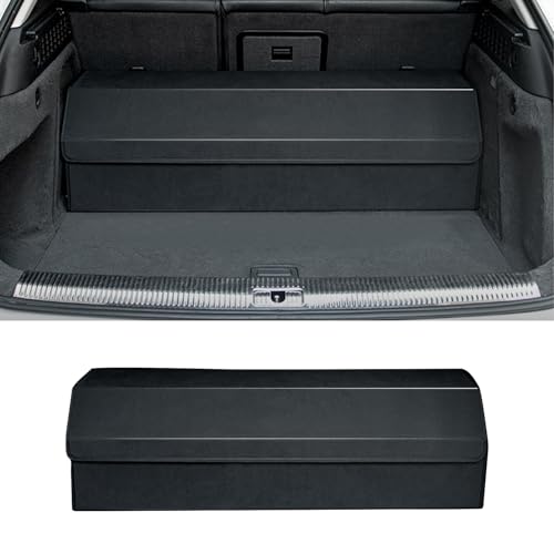 Trunk Organizer for Toyota RAV4 – Custom Fit Suede Cargo Storage Box, Foldable Multi-Compartment SUV Organizer for Road Trips, Groceries, Sports Equipment & Emergency Kits, 38.6"x11"x11" - color: Black-for Toyota RAV4