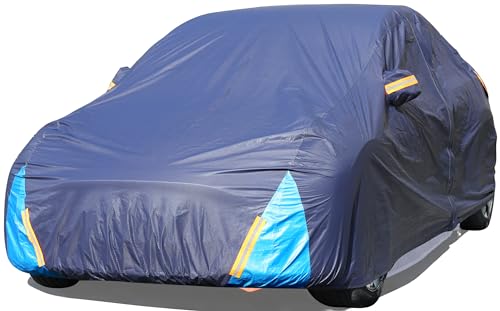 Tesla Model 3 Car Cover Waterproof All Weather, 6 Layers Outdoor Full Exterior Cover Rain Sun UV Snowproof Protection with Zipper Cotton, Mirror Pocket and Charging Port - style: Model 3
