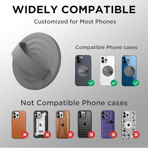 Magnetic Phone Grip Ring Holder, Liquid Silicone Magnet Cell Phone Grip Finger Loop, Compatible with Magsafe, Back of Phone for iPhone 17/16/15/14/13/12 Series, Gray - color: Gray
