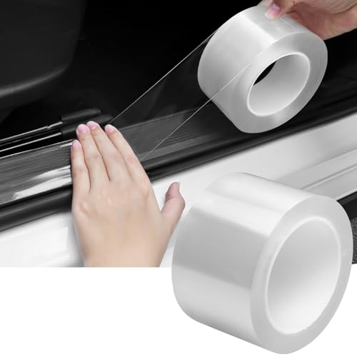 DGSL Car Door Edge Guards Door Sill Protector, 2.7In x 33Ft 5D Carbon Fiber Car Wrap Film, Vinyl Automotive Wrap Film Anti-Collision Fits for Most Vehicles (Transparent) - color: Transparent, size: 2.7In x 33Ft