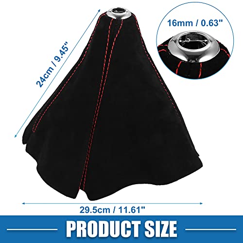 Car Shift Boot Cover Universal Gear Shift Knob Boot Dust Cover Suede Black with Red Line - color: Red