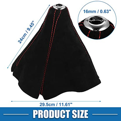 Car Shift Boot Cover Universal Gear Shift Knob Boot Dust Cover Suede Black with Red Line - color: Red