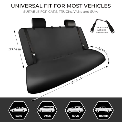 Waterproof Car Seat Covers Black - Washable Rear Bench Car Seat Protectors with Anti Slip Bottom - Durable Auto Seat Cushions Universal Fit for Vehicles Cars SUV Trucks - color: Rear Seat Black
