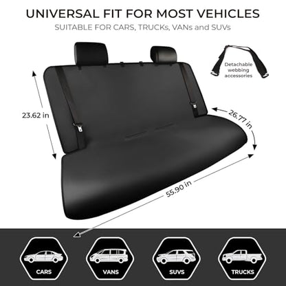 Waterproof Car Seat Covers Black - Washable Rear Bench Car Seat Protectors with Anti Slip Bottom - Durable Auto Seat Cushions Universal Fit for Vehicles Cars SUV Trucks - color: Rear Seat Black
