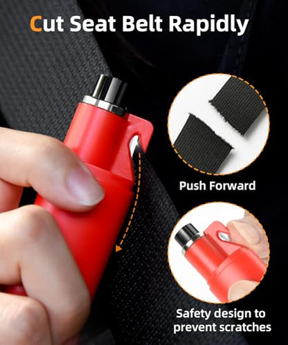 TICARVE Emergency Window Breaker Seatbelt Cutter, LED Flashlight & 120dB Survival Whistle- Automotive Safety Equipment-Emergency Escape Tool Kit - color: Red