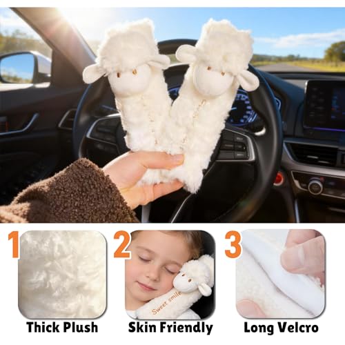 2 PCS Seat Belt Cover Pad, Cute Kawaii Animal Sheep Seatbelt Covers for Kids and Adults, Winter Plush Fluffy Soft Seat Belt Cover, Cartoon Seatbelt Cushion,Car Seat Strap Pads (G-Sheep) - color: G-Sheep