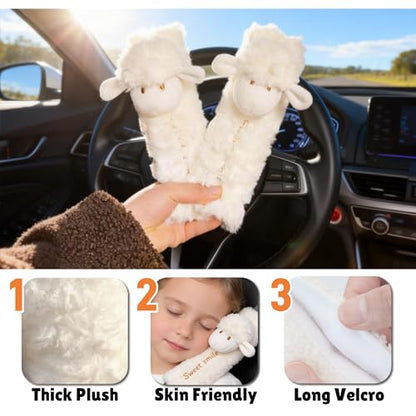 2 PCS Seat Belt Cover Pad, Cute Kawaii Animal Sheep Seatbelt Covers for Kids and Adults, Winter Plush Fluffy Soft Seat Belt Cover, Cartoon Seatbelt Cushion,Car Seat Strap Pads (G-Sheep) - color: G-Sheep