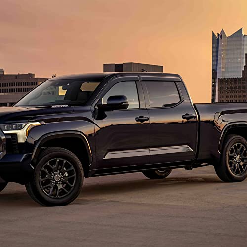 Smoke Rain Guards Fit for Toyota Tundra CrewMax 2022 2023 Tape-On Side Shatterproof Window Visor, Window Deflectors, Vent Deflectors, 4-Piece Set - size: Fit for Toyota Tundra 2022-2023 Tape On