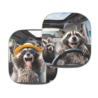AFPANQZ 3D RaccoonUV Protection Foldable Windshield Washable Sun Shades Universal Fit for Car Auto Sedan Truck SUVs Travel Outdoor Packing 28.5"x25.5" - color: 3D Raccoon