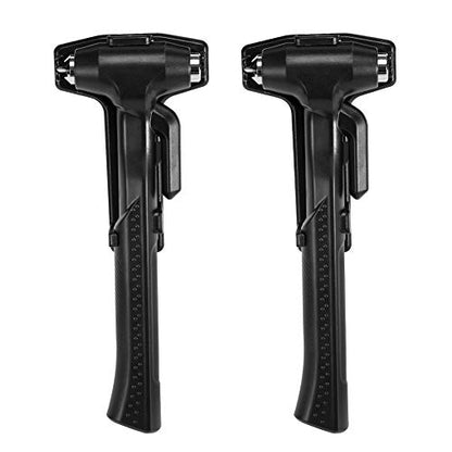 MOTORBUDDY 2-Pack Car Safety Hammer, 3-in-1 Auto Emergency Escape Hammer with Window Breaker and Seat Belt Cutter, Striking Black Emergency Escape Tool for Car Accidents - color: Black