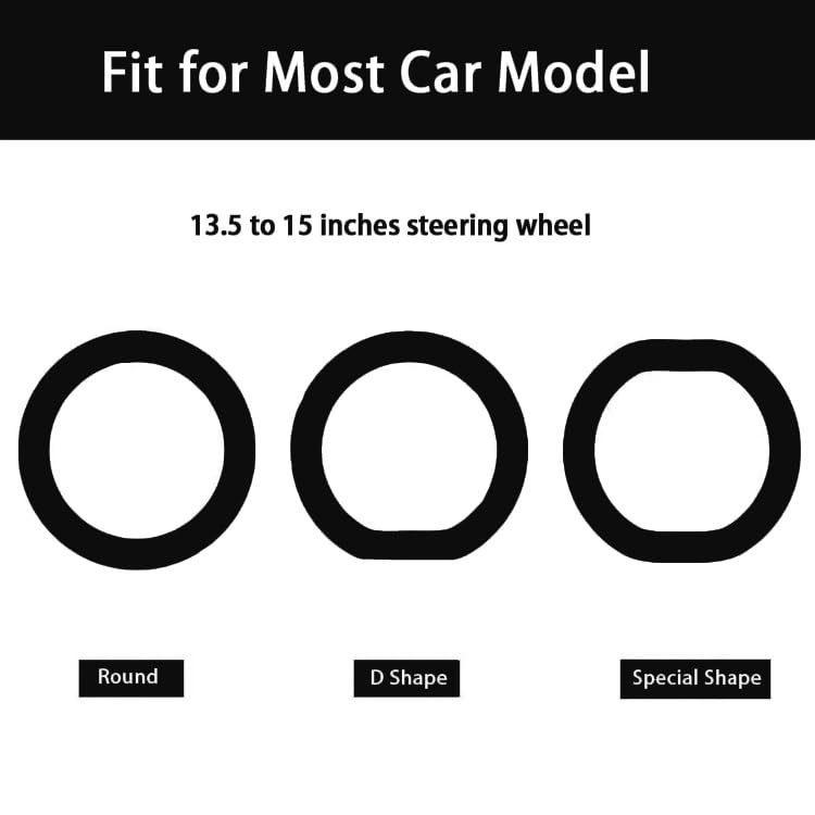 Universal Steering Wheel Cover：13.5 to 15 Inches Stretchable Silicone Anti Skid Steering Wheel Protector Fit for Most Car Models Including Round D Shape or Special Shape (Black) - color: Black