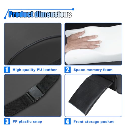 Car Armrest Cushion, Memory Foam Car Center Console Pillow Cushion with Phone Holder Storage Bag, Leather Arm Rest Pillow Cover, Universal Car Armrest Pad Accessories (Black) - color: Black