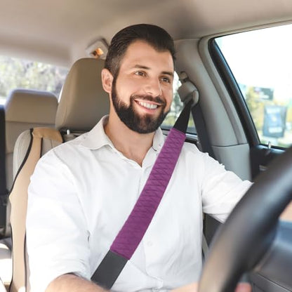 HARFINGTON 2pcs Shoulder Strap Cushions 13 Inch Car Seat Belt Pads Cover Auto Seatbelt Strap Shoulder Pad Automotive Seat Belt Cushion Pad for Auto SUV Truck, Purple - color: Purple, size: 13 Inch