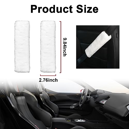 Ziciner 2 Packs Car Seatbelt Covers Shoulder Pad, Universal Soft Faux Sheepskin Shoulder Cover for Comfortable Driving, Fluffy Seat Belt Protector Help to Protect Your Neck and Shoulder (White) - color: White