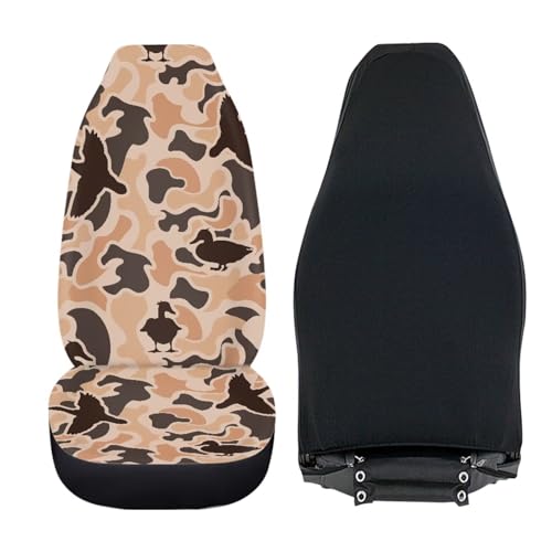 Duck Hunter Camo Car Seat Covers Front Seats 2 Pcs Automotive Interior Seat Covers Stretch Polyester Fabric Cover All-Season Protection Suitable for Most Cars,SUV,Sedan - color: Duck Hunter Camo