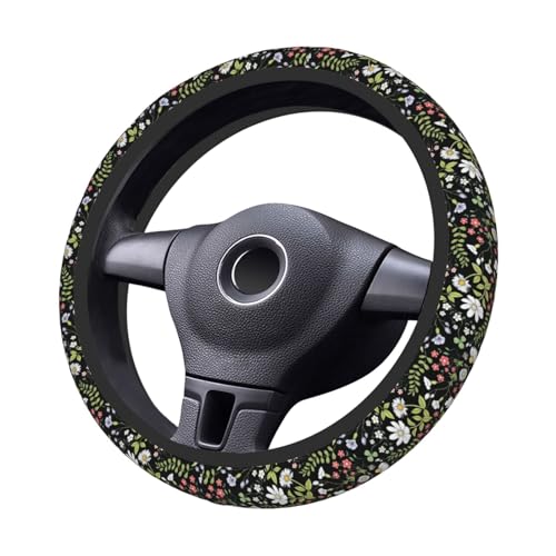 Garden Plants Floral Elastic Steering Wheel Cover, Non-Slip Breathable Neoprene Steering Wheel Covers, Women Car Accessories, Universal 15 Inch Fit Auto, Suvs, Truck - color: Garden Plants Floral