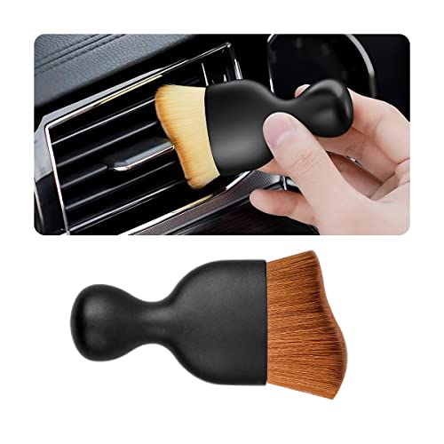 Blilo Car Interior Detailing Brush, Auto Soft Hair Cleaning Brushes, Curved Dirt Dust Collectors, Removal Tool for Dashboard Air Conditioner Vents Leather, Scratch Free (Dark Brown/1PCS) - color: Dark Brown, size: 1PCS