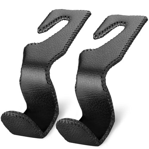 Car Purse Holder - Leather Vehicle Storage Hanger Hook for Purses and Bags, 2 Pack Black - color: Black