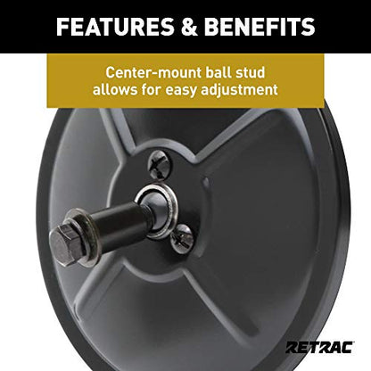 RETRAC 610131 5-Inch Black Steel Center-Mount Convex Mirror Head, Universal Driver or Passenger Side
