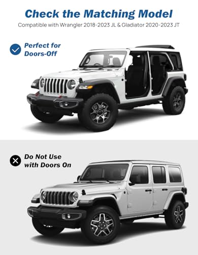 JOYTUTUS Doors off Mirrors Compatible with 2018-2023 Wrangler JL & 2020-2023 Gladiator JT, Off-Road Rearview 6 Inch Mirror with Ball Adapter, Broad Vision, No Shaking, Us Flag Pattern