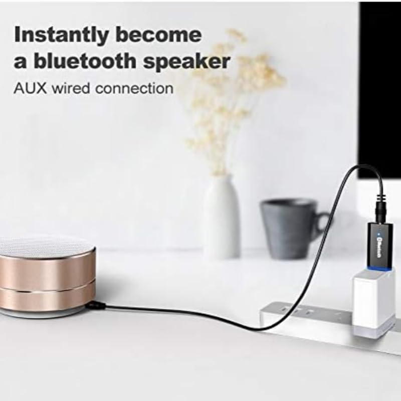 USB Bluetooth Adapter, Bluetooth USB Audio Receiver Wireless Adapter for Home/Car Stereo System, Portable Speakers with AUX in & 3.5mm Cable (White) - color: White
