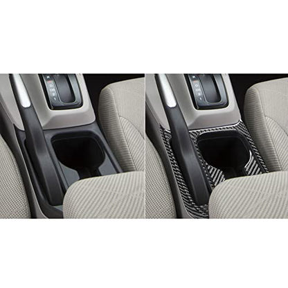 Auto Center Console Handbrake Water Cup Holder Panel Both Sides Trim Strips Sticker Real Carbon Fiber Interior Trim Accessories Compatible with Honda Civic 9 Coupe/Sedan 2013-2015 Black - Kit - color: Cup Holder Set+two Side Strips/6 Pieces