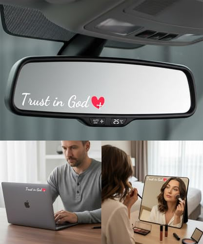 2 Pack Car Seat Belt Cover Pad with 3 PCS Trust in God Rearview Mirror Stickers,Soft Seatbelt Cushion Covers, Christian Car Accessories Gifts for Women and Men - color: Trust in God White