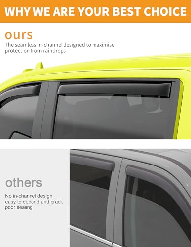 in-Channel Window Rain Guards Fit for Toyota Tacoma Double Cab 2016-2023 Rain Guard Extra Durable Window Deflectors Vent Visors Vent Shades Exterior Truck Accessories - size: 2016-2023 Toyota Tacoma Double Cab