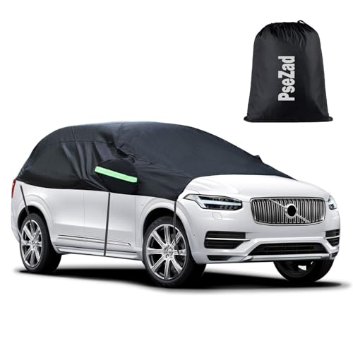 Universal SUV Half Car Cover Waterproof All Weather, Hail Protector Car Body Covers Outdoor Indoor for All Season Windproof Dustproof UV Resistant Snowproof Protect Your Windshield and Roof - color: Black SUV