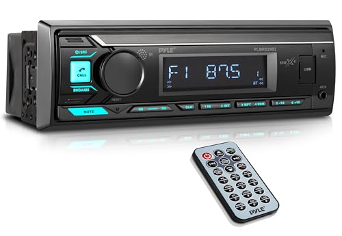 Pyle Marine Radio Stereo Receiver with Bluetooth MP3 Player - Single DIN Boat Audio System, AM/FM Tuner, USB/AUX Input, 30 Preset Stations, Hands-Free Calling, 350 W Power for Marine and Boat Use - size: 350w
