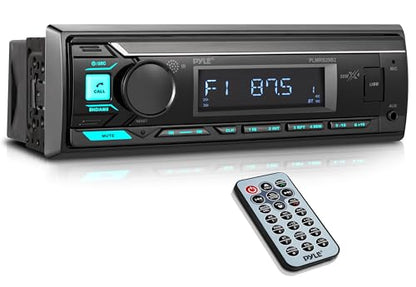 Pyle Marine Radio Stereo Receiver with Bluetooth MP3 Player - Single DIN Boat Audio System, AM/FM Tuner, USB/AUX Input, 30 Preset Stations, Hands-Free Calling, 350 W Power for Marine and Boat Use - size: 350w