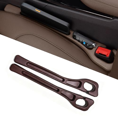 Car Seat Gap Filler Organizer of 2 - No Drop Seat Guard, Universal Car Seat Gap Filler, Durable Non-Slip Material, Easy 10-Second Install for Cars, Trucks & SUV (Brown) - color: Brown