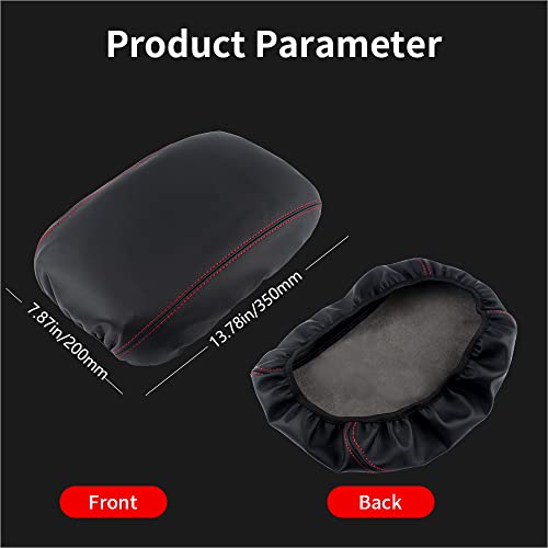 LECART Armrest Cover for Jeep Gladiator Accessories Wrangler JL JLU 2018-2022 Car Center Console Cover Black Leather Red Stitches Auto Interior Anti-Scratch Protector Pad