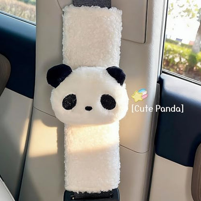 2 PCS Seat Belt Cover Pad, Cute Kawaii Animal Panda Seatbelt Covers for Kids and Adults, Winter Plush Fluffy Soft Seat Belt Cover, Cartoon Seatbelt Cushion,Car Seat Strap Pads (G-Panda) - color: G-Panda