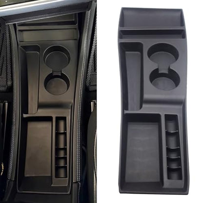 for 2012-2015 Tesla Model S Center Console Organizer Tray, Silicone Cup Holder Compartments Storage Bins fits Model S Accessories