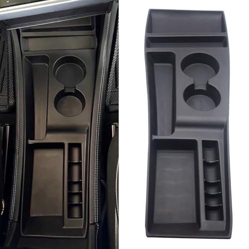 for 2012-2015 Tesla Model S Center Console Organizer Tray, Silicone Cup Holder Compartments Storage Bins fits Model S Accessories