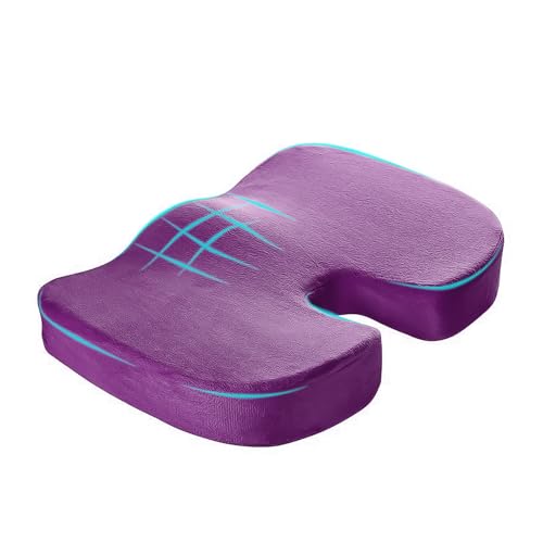Car Seat Cushion, Memory Foam Cushion for Tailbone Pain & Sciatica Relief, Ergonomic Seat Cushion Comfortable Chair Relief Pillow for Car Office Wheelchair, car Accessories (Purple) - color: Purple