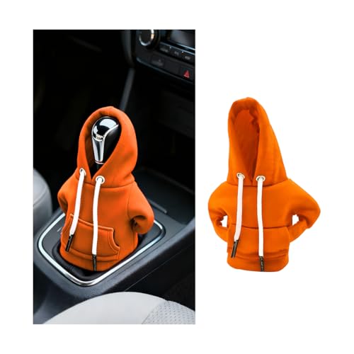 Car Gear Shift Hoodie, Funny Mini Hoodie Fashionable Vehicle Gear Shift Knob Protector Cover, Cute Automotive Interior Decoration Accessories, Universal for SUV Sedan Truck (Orange) - color: Orange