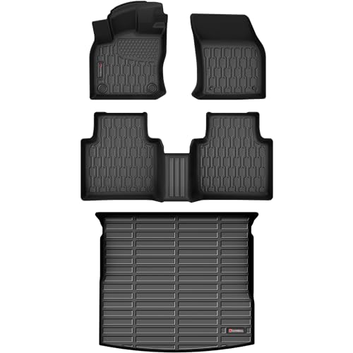 Floor Mats & Cargo Liner Compatible with 2018-2024 Volkswagen Tiguan 5 Seats ONLY VW Cargo Mat, Full Set All Weather Protection, 1st, 2nd Row Car Liners & Trunk Mat, Black - style: Volkswagen Tiguan 2018-2024