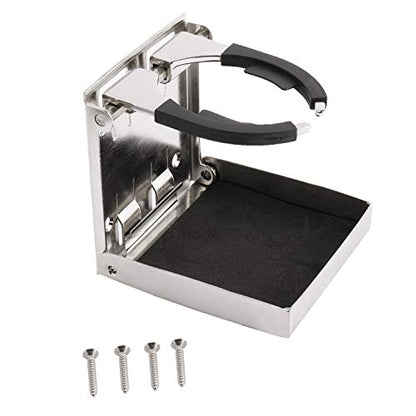 DasMarine 1 PC Stainless Steel Adjustable Folding Down Drink Holder Cup Holder for Marine/Boat/Caravan/Car (1 PC)