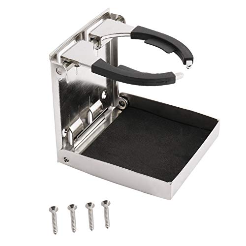 DasMarine 1 PC Stainless Steel Adjustable Folding Down Drink Holder Cup Holder for Marine/Boat/Caravan/Car (1 PC)