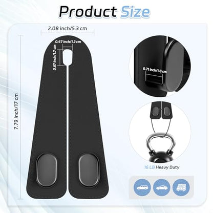 Car Seat Headrest Hooks - 2 Pack Universal Car Purse Hook, Leather Car Bag Purse Holder with Double Metal Hooks for Handbags, Grocery Bags, Bottles, Phones - color: Black