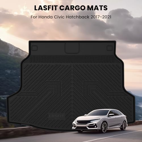LASFIT Trunk Mat for Honda Civic Hatchback Sport 2017-2021, All Weather TPE Custom Fit Trunk Liner Trunk Tray Cargo Mat Cargo Liner Cargo Tray (Not for Sport Touring) - style: 2）For Honda Civic Hatchback | 2017-2021 | Trunk Mat