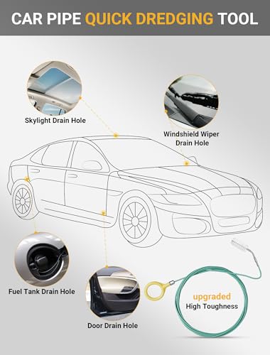 Upgraded Auto Sunroof Drain Cleaning Tool, 120 Inch Long Flexible Drain Brush Pipe Cleaners for Car, Slim Drain Dredging Tool Tube Cleaning Brush Perfect for Car Sunroof, Windshield Wiper Drain Hole - size: 120 Inch