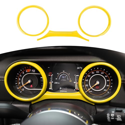 RT-TCZ for Jeep JL Dashboard Instrument Panel Gauges Trim Ring Cover for Jeep Wrangler JL JLU Gladiator JT 2018-2023 Yellow Interior Accessories 3pcs - color: Yellow