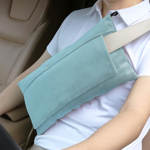 Super Soft Seatbelt Pillow, Seat Belt Pillow for Mastectomy Post-Surgery, Seat Belt Cushion for Heart Surgery Recovery, Hysterectomy Abdominal Incision Recovery Seatbelt (Light Blue, Large) - color: Light Blue