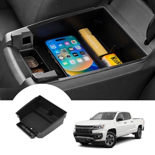 Autorder Center Console Organizer for 2023-2026 Chevy Chevrolet Colorado/GMC Canyon Accessories Armrest Storage Box Secondary Insert Tray with Anti-Slip Mats - color: 2023-2026 Chevy Colorado/GMC Canyon