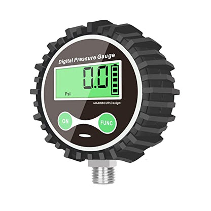 Digital Low Pressure Gauge with 1/4'' NPT Bottom Connector and Rubber Protector by Uharbour, 0.35-15 psi, Accuracy 1% .F.S. - size: 0.35-15psi