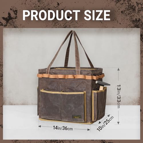 Self-Standing Tool Bag with 6 Pockets & 23 Hanging Holes - Collapsible Reusable Wire Frame Rectangular Basket, Easy Tool Access, 14" x 13" x 10" | Grey - color: Grey
